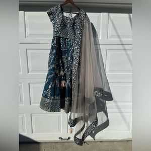 Blue floral lengha choli